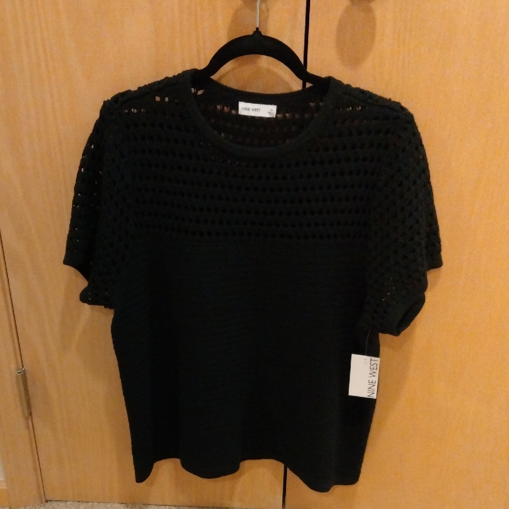 Nine West Black Crochet Top